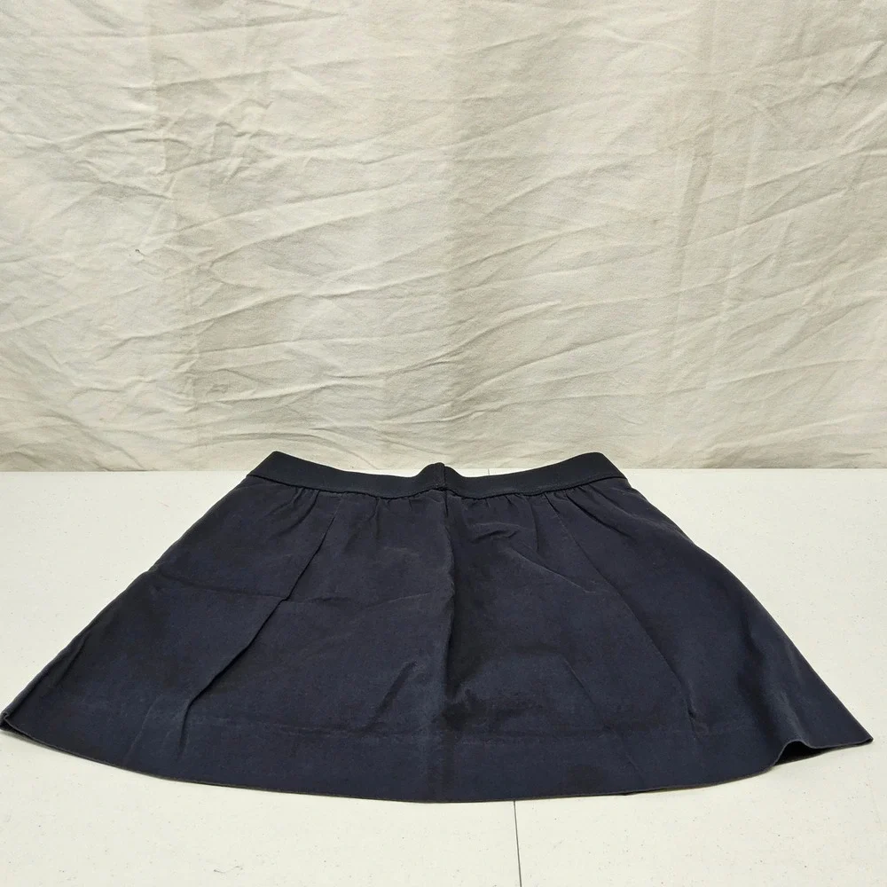 J.Crew Mini Skirt Womens 6 Navy Blue‎ Cotton Elastic Waist Pleated Pockets 28544